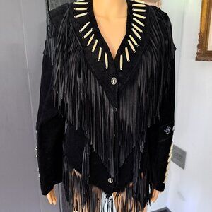 Cowgirl Core Renegade Ren Ellis Diamond Leather VTG Damaged Suede Fringe Western